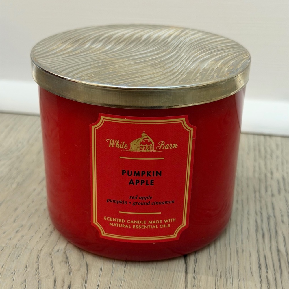 Bath & Body Works White Barn PUMPKIN APPLE 3-Wick Candle 14.5oz RETIRED RARE
